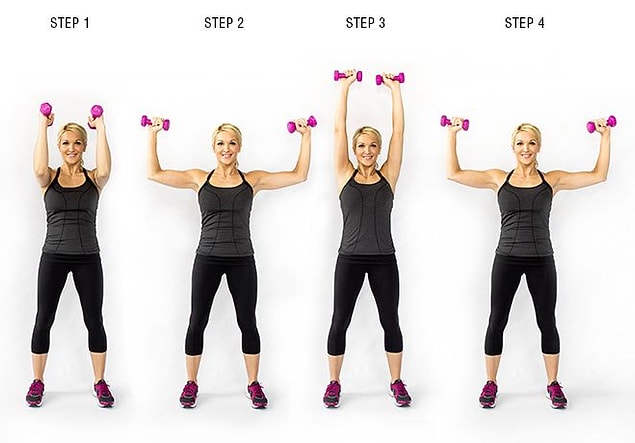 3. Elbow squeeze shoulder press