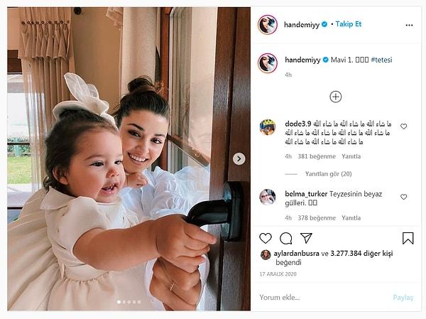 Yakın zamanda teyze olan Hande Erçel, minik yeğeni Mavi ile de sık sık fotoğraf koyuyor. Şu resimdeki tatlılığa bakar mısınız lütfen! Boşuna 3,2 milyon beğeni almamış!