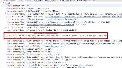 Beyaz Saray’ın İnternet Sitesinin Kodlarında Gizli İş İlanı: 'Size İhtiyacımız Var'