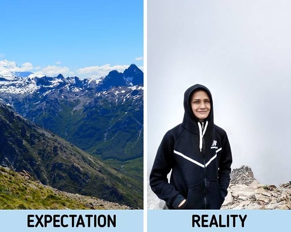 8. "Мы шли 3 часа и прошли 11 километров, чтобы полюбоваться видом с горы в Аргентине. У погоды были другие планы".