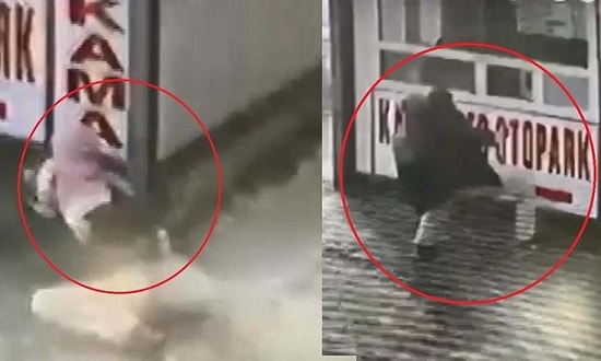 Kucağında Çocuğu ile Buzlu Yolda Düşen Babanın Çocuğuna Zarar Gelmemesi Girdiği Müthiş Çaba