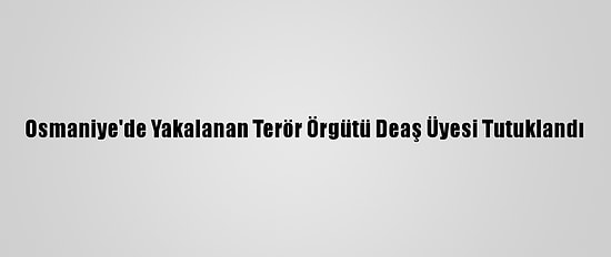Osmaniye'de Yakalanan Terör Örgütü Deaş Üyesi Tutuklandı