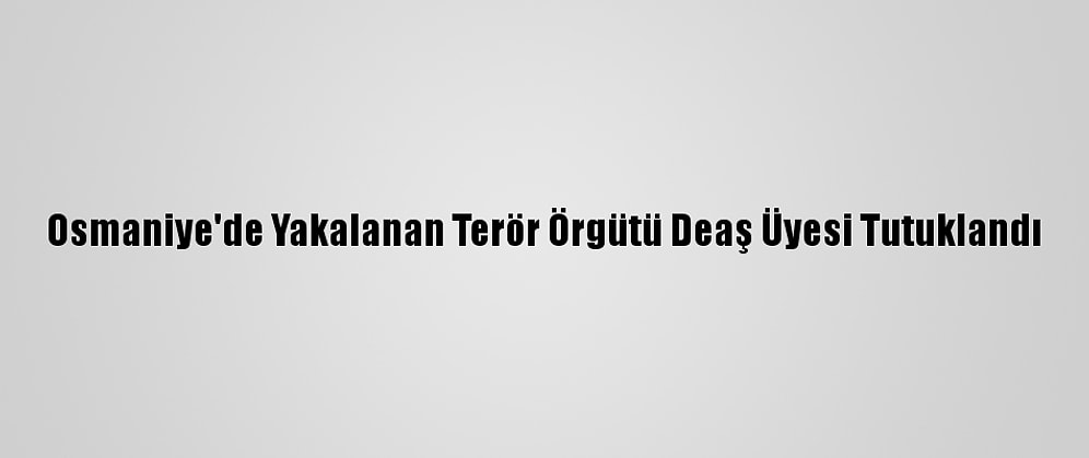 Osmaniye'de Yakalanan Terör Örgütü Deaş Üyesi Tutuklandı