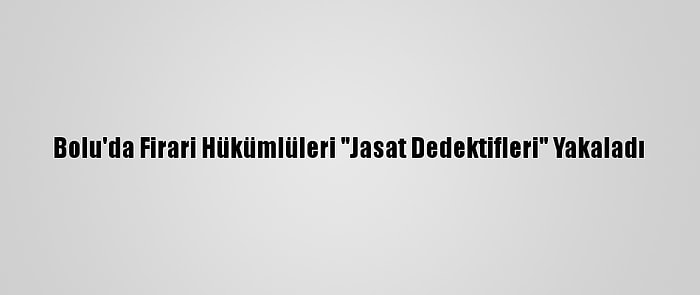 Bolu'da Firari Hükümlüleri "Jasat Dedektifleri" Yakaladı