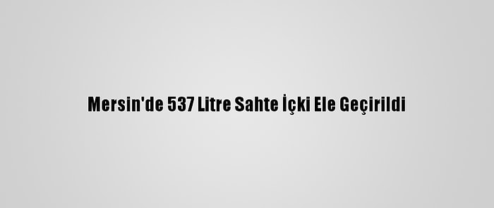 Mersin'de 537 Litre Sahte İçki Ele Geçirildi