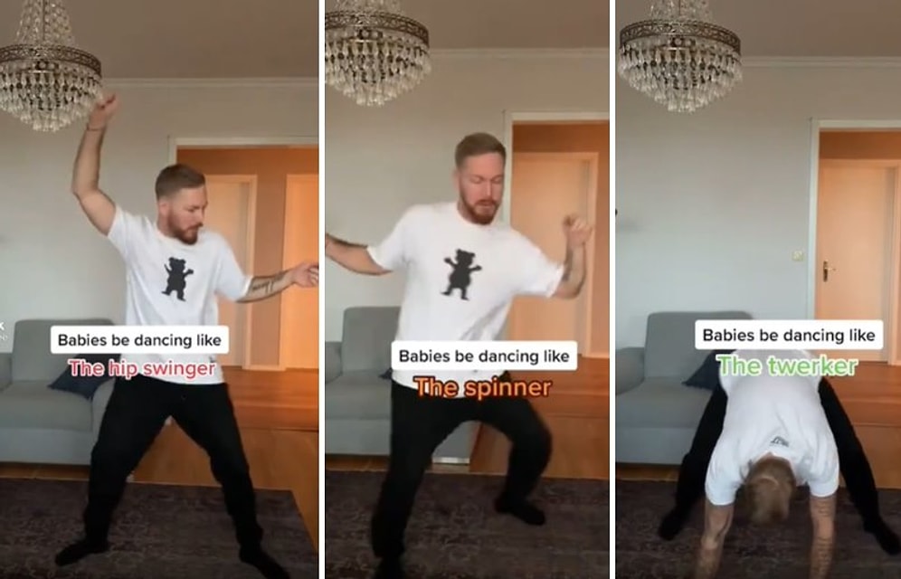 Bebeklerin Dans Şekillerini Taklit Eden Adamın Aşırı Eğlenceli Videosu