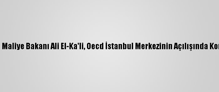 Tunus Maliye Bakanı Ali El-Ka'li, Oecd İstanbul Merkezinin Açılışında Konuştu: