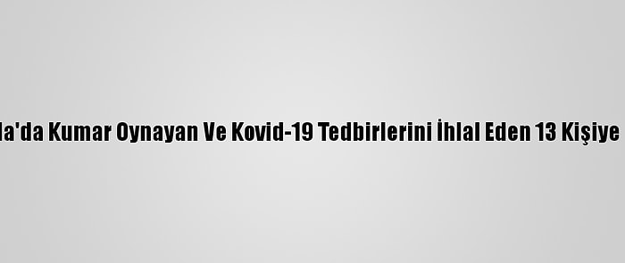 Muğla'da Kumar Oynayan Ve Kovid-19 Tedbirlerini İhlal Eden 13 Kişiye Ceza