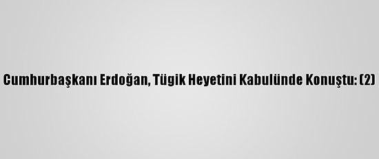 Cumhurbaşkanı Erdoğan, Tügik Heyetini Kabulünde Konuştu: (2)
