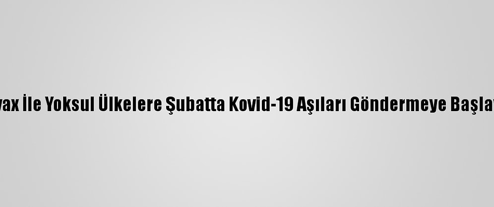 Dsö: Covax İle Yoksul Ülkelere Şubatta Kovid-19 Aşıları Göndermeye Başlayabiliriz