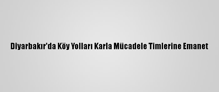 Diyarbakır'da Köy Yolları Karla Mücadele Timlerine Emanet