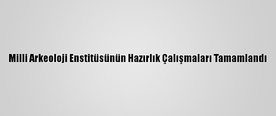 Milli Arkeoloji Enstitüsünün Hazırlık Çalışmaları Tamamlandı
