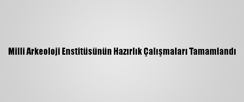 Milli Arkeoloji Enstitüsünün Hazırlık Çalışmaları Tamamlandı
