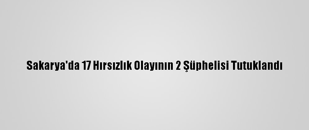 Sakarya'da 17 Hırsızlık Olayının 2 Şüphelisi Tutuklandı