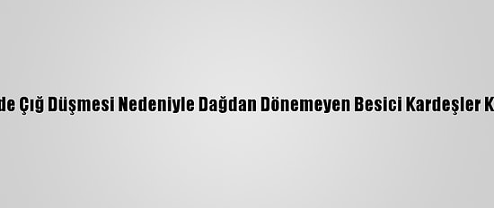 Hakkari'de Çığ Düşmesi Nedeniyle Dağdan Dönemeyen Besici Kardeşler Kurtarıldı