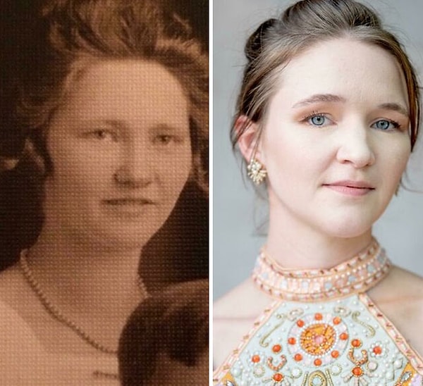 5. "Моя норвежская прабабушка и я. Согласно моему тесту (и генеалогическим картам) мои скандинавские корни составляют всего 26%, но ее гены должны быть такими же сильными, как и ее спина!"