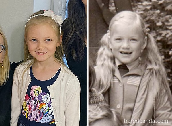 18. "Моя племянница и моя сестра, ее тетя, в 6 лет"