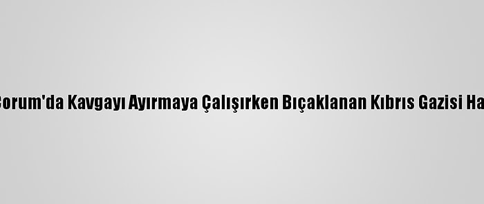 Güncelleme - Çorum'da Kavgayı Ayırmaya Çalışırken Bıçaklanan Kıbrıs Gazisi Hayatını Kaybetti