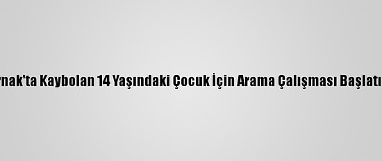 Şırnak'ta Kaybolan 14 Yaşındaki Çocuk İçin Arama Çalışması Başlatıldı