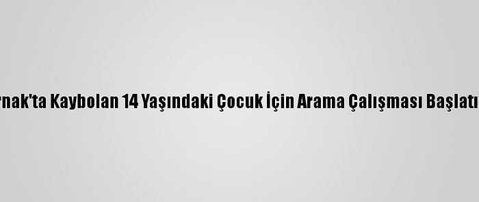 Şırnak'ta Kaybolan 14 Yaşındaki Çocuk İçin Arama Çalışması Başlatıldı