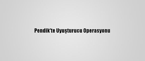 Pendik'te Uyuşturucu Operasyonu