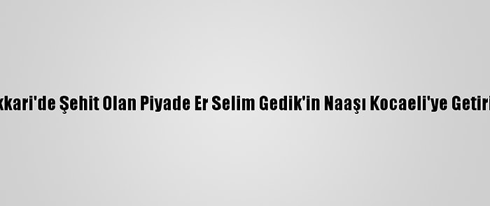 Hakkari'de Şehit Olan Piyade Er Selim Gedik'in Naaşı Kocaeli'ye Getirildi