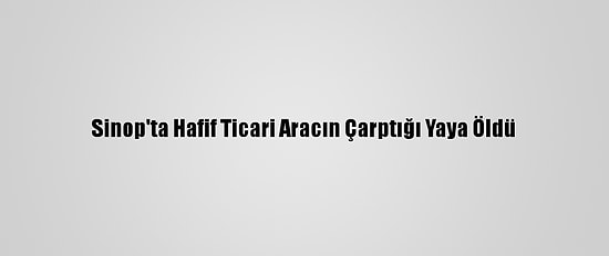 Sinop'ta Hafif Ticari Aracın Çarptığı Yaya Öldü