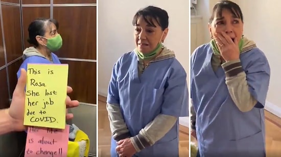 Pandemide İşini Kaybeden Temizlik İşçisi Kadın İçin Çalıştığı Binadaki İnsanlardan Duygulandıran Sürpriz