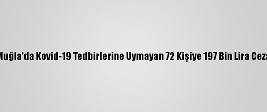Muğla'da Kovid-19 Tedbirlerine Uymayan 72 Kişiye 197 Bin Lira Ceza