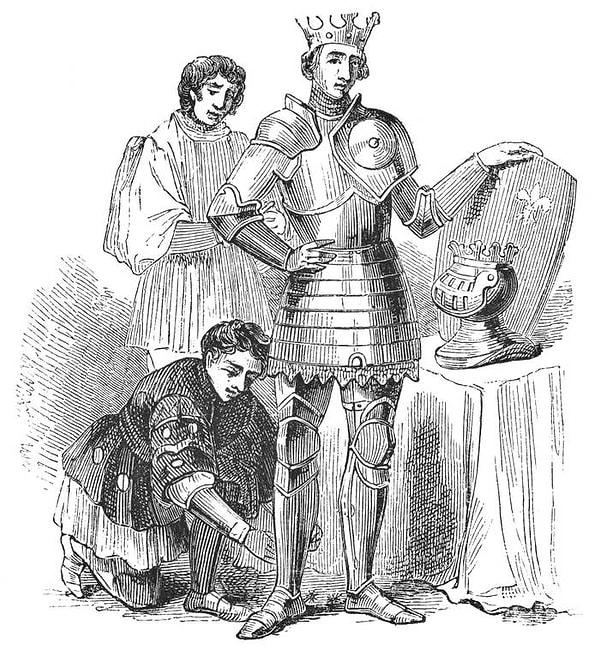 2. "Teçhizatlı yaverler" şövalyenin zırhının bakımından sorumluydu, hatta zırh şövalyenin üzerindeyken bile.