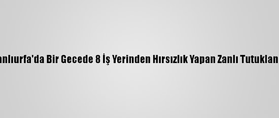 Şanlıurfa'da Bir Gecede 8 İş Yerinden Hırsızlık Yapan Zanlı Tutuklandı