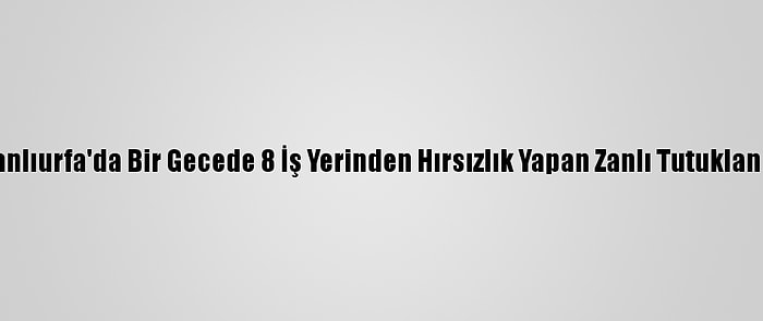 Şanlıurfa'da Bir Gecede 8 İş Yerinden Hırsızlık Yapan Zanlı Tutuklandı