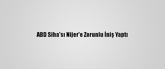 ABD Siha'sı Nijer'e Zorunlu İniş Yaptı