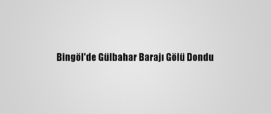 Bingöl'de Gülbahar Barajı Gölü Dondu