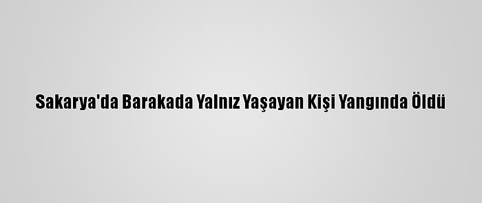 Sakarya'da Barakada Yalnız Yaşayan Kişi Yangında Öldü