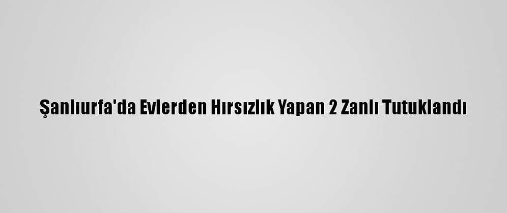 Şanlıurfa'da Evlerden Hırsızlık Yapan 2 Zanlı Tutuklandı