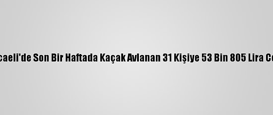 Kocaeli'de Son Bir Haftada Kaçak Avlanan 31 Kişiye 53 Bin 805 Lira Ceza