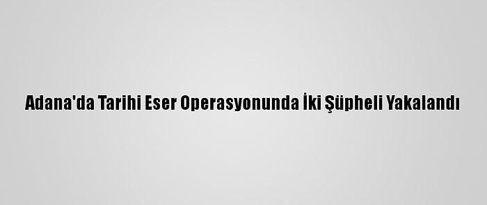 Adana'da Tarihi Eser Operasyonunda İki Şüpheli Yakalandı