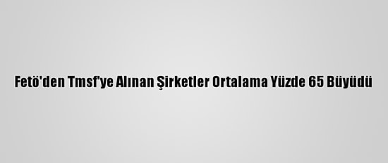 Fetö'den Tmsf'ye Alınan Şirketler Ortalama Yüzde 65 Büyüdü