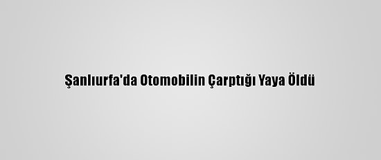 Şanlıurfa'da Otomobilin Çarptığı Yaya Öldü