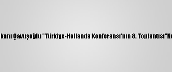 Dışişleri Bakanı Çavuşoğlu "Türkiye-Hollanda Konferansı'nın 8. Toplantısı"Nda Konuştu:
