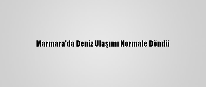 Marmara'da Deniz Ulaşımı Normale Döndü