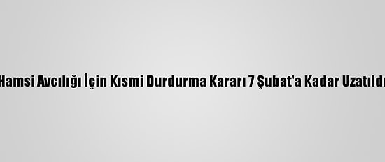 Hamsi Avcılığı İçin Kısmi Durdurma Kararı 7 Şubat'a Kadar Uzatıldı