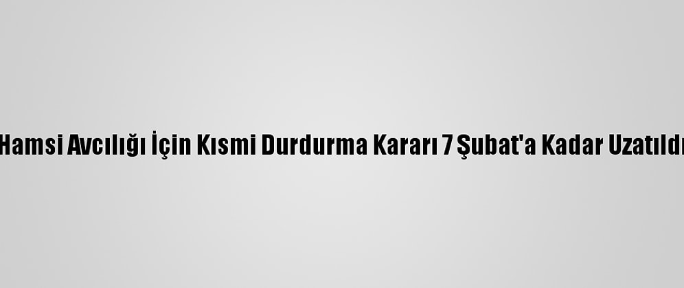 Hamsi Avcılığı İçin Kısmi Durdurma Kararı 7 Şubat'a Kadar Uzatıldı