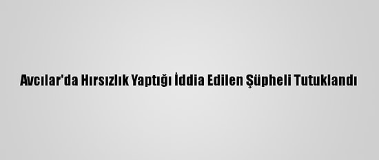Avcılar'da Hırsızlık Yaptığı İddia Edilen Şüpheli Tutuklandı