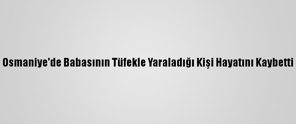 Osmaniye'de Babasının Tüfekle Yaraladığı Kişi Hayatını Kaybetti