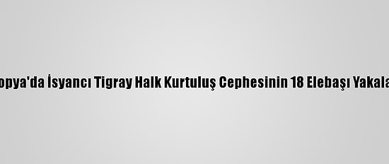 Etiyopya'da İsyancı Tigray Halk Kurtuluş Cephesinin 18 Elebaşı Yakalandı
