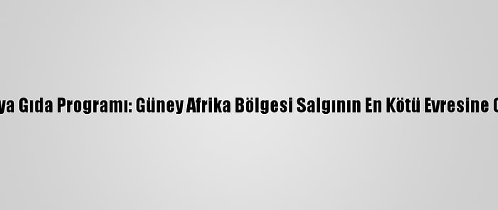 Dünya Gıda Programı: Güney Afrika Bölgesi Salgının En Kötü Evresine Girdi