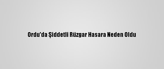 Ordu'da Şiddetli Rüzgar Hasara Neden Oldu