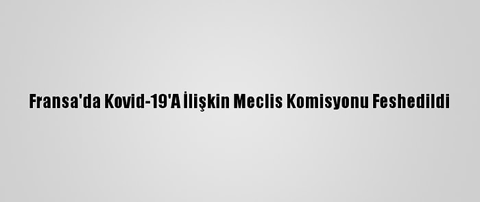 Fransa'da Kovid-19'A İlişkin Meclis Komisyonu Feshedildi